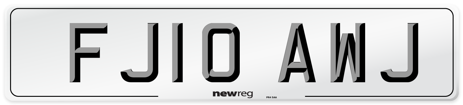 FJ10 AWJ Number Plate from New Reg